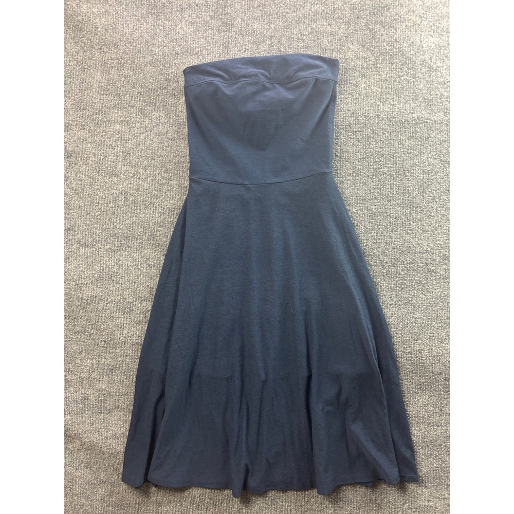 Beyond Yoga Strapless Dress Womens XS Navy Blue Fit Flare Midi Shelf Bra